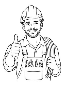 Free printable Cheerful Electrician Giving Thumbs Up coloring page