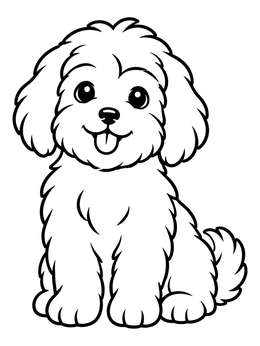 Free printable Cheerful Fluffy Havanese Puppy coloring page
