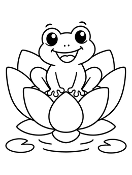 Free printable Cheerful Frog In Blooming Lotus coloring page
