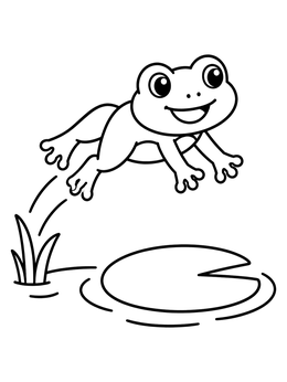 Free printable Playful Frog Leaping To Lily Pad coloring page