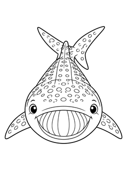 Free printable Cheerful Frontal Whale Shark coloring page