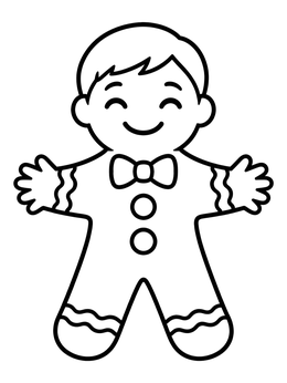 Free printable Cheerful Gingerbread Boy With Bow Tie coloring page