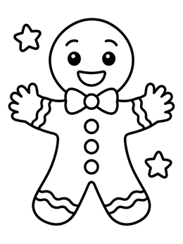 Free printable Cheerful Gingerbread Man With Bow Tie coloring page