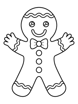 Free printable Cheerful Gingerbread Man Cookie coloring page