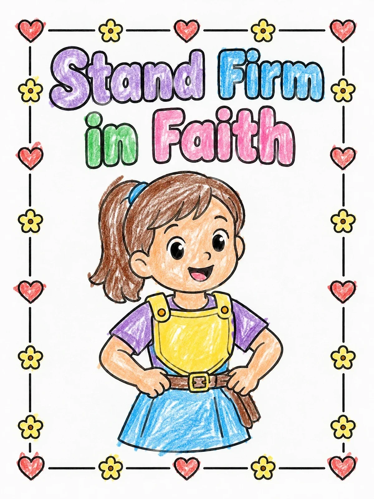 Colored example of the Cheerful Girl In Armor Of Faith coloring page