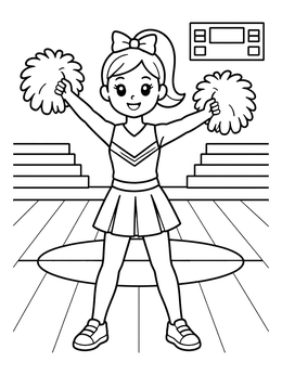 Free printable Cheerful Girl In School Gym coloring page
