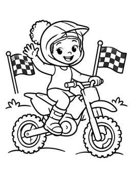 Free printable Cheerful Girl On A Dirt Bike coloring page