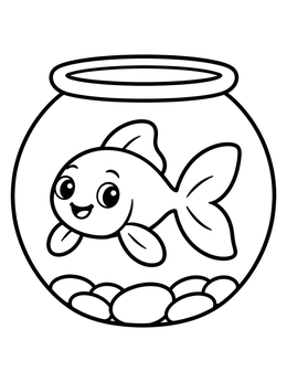 Free printable Cheerful Goldfish In A Round Bowl coloring page