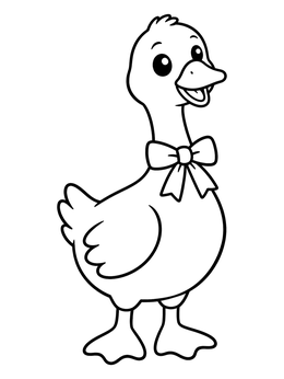 Free printable Cheerful Goose With Bow Tie coloring page