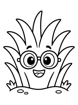 Free printable Cheerful Grass Clump With Glasses coloring page