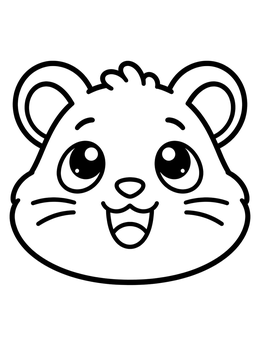Free printable Cheerful Hamster Face Looking Up coloring page
