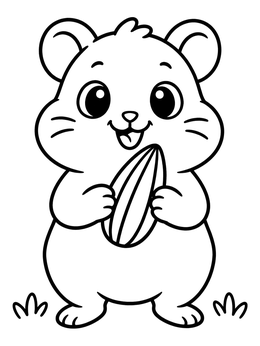 Free printable Cheerful Hamster With Sunflower Seed coloring page