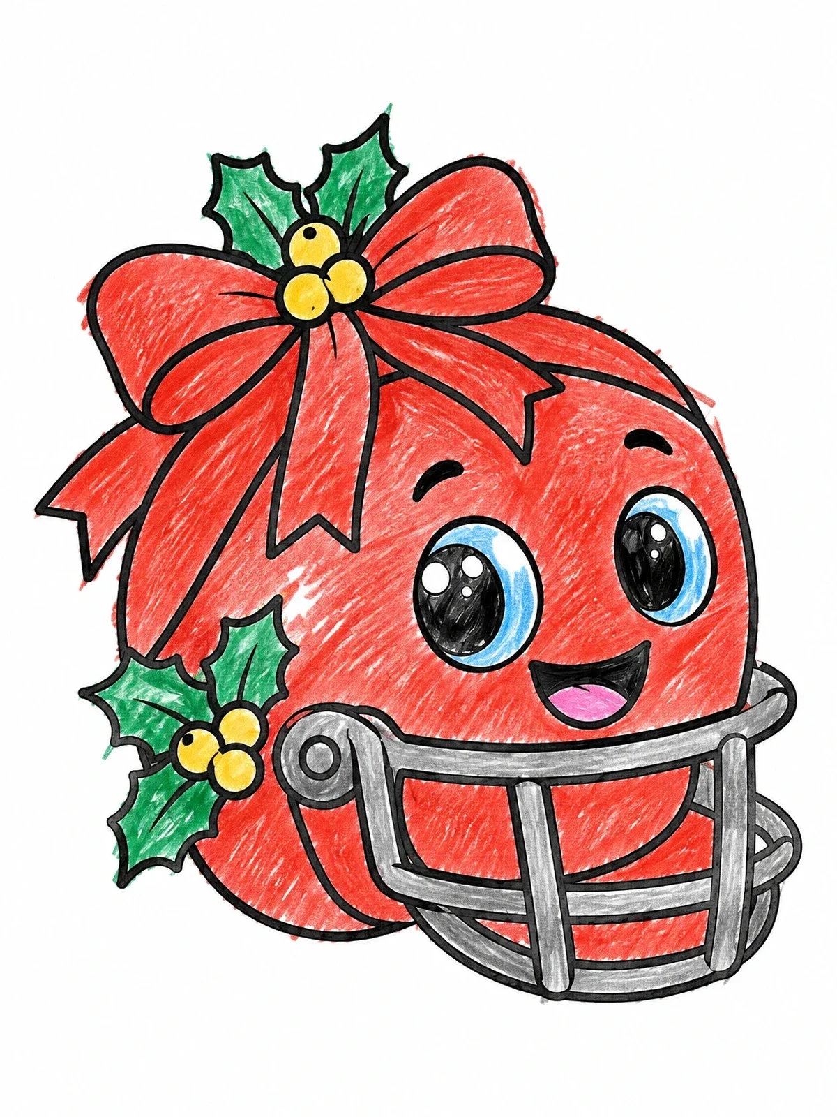 Colored example of the Cheerful Holiday Football Helmet coloring page
