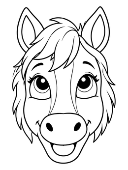 Free printable Cheerful Horse Face Looking Up coloring page