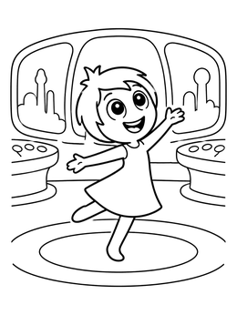 Free printable Cheerful Joy Dancing In Headquarters coloring page