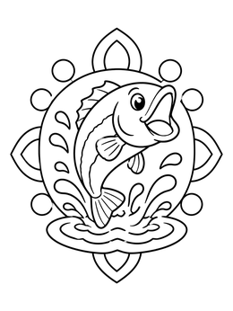 Free printable Cheerful Bass Leaping From Water coloring page