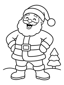 Free printable Cheerful Laughing Santa Outdoors coloring page