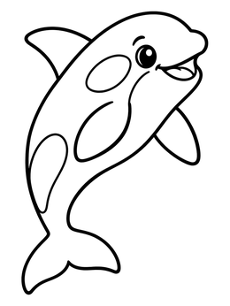 Free printable Cheerful Leaping Baby Orca coloring page