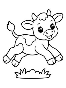 Free printable Cheerful Leaping Calf coloring page