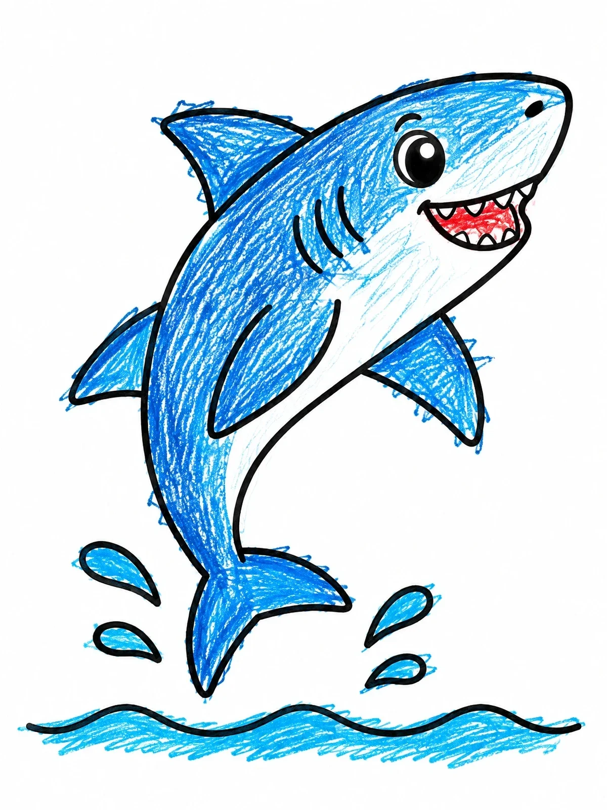 Colored example of the Cheerful Leaping Mako Shark coloring page