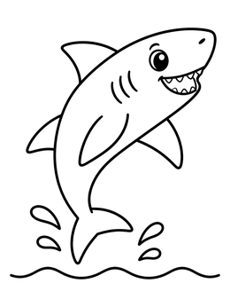 Free printable Cheerful Leaping Mako Shark coloring page