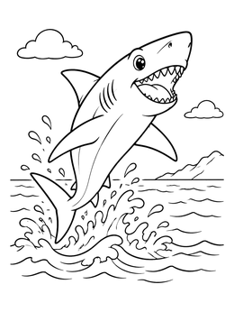 Free printable Cheerful Leaping Mako Shark coloring page