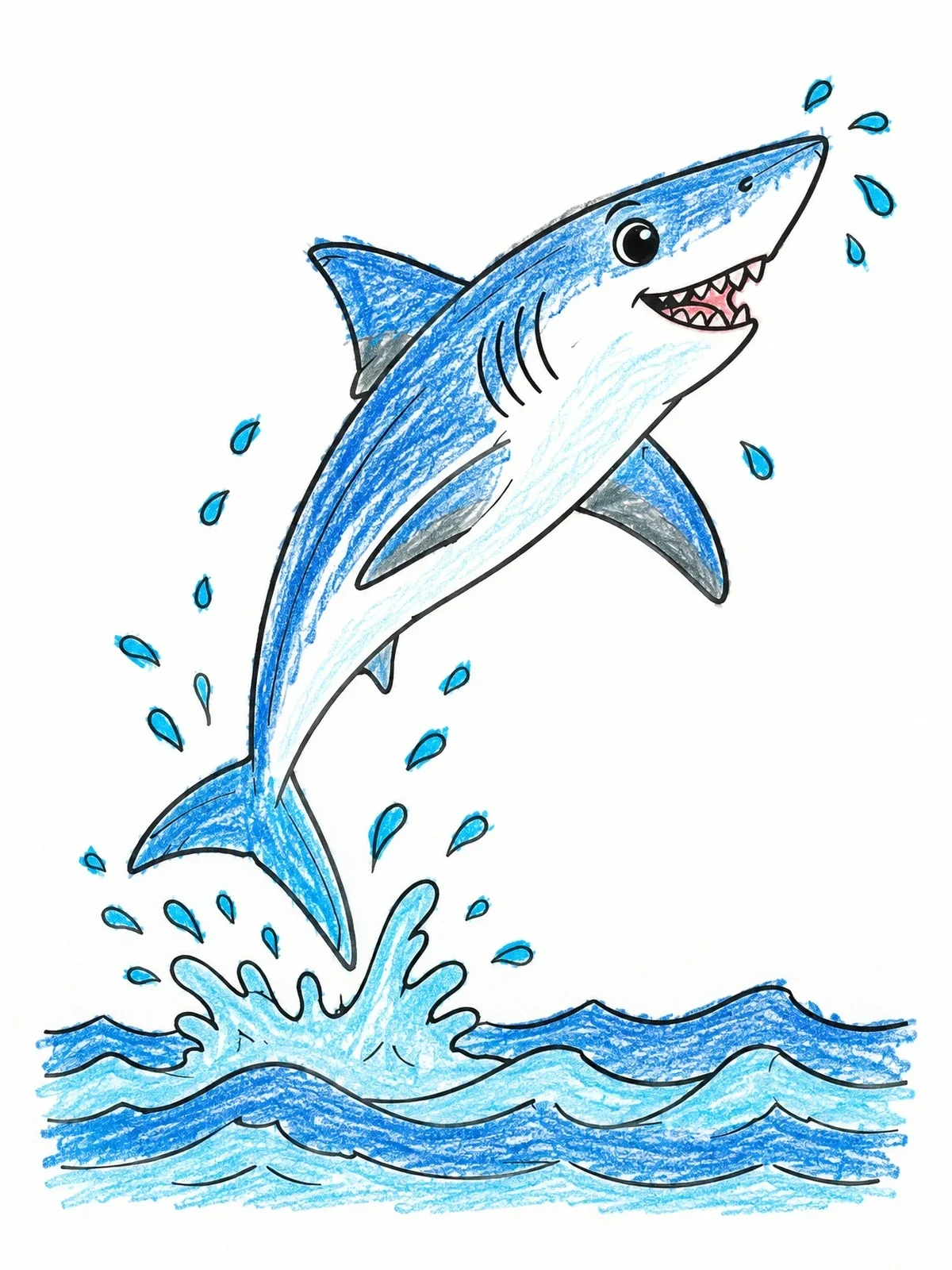 Colored example of the Cheerful Leaping Mako Shark coloring page