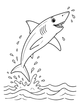 Free printable Cheerful Leaping Mako Shark coloring page