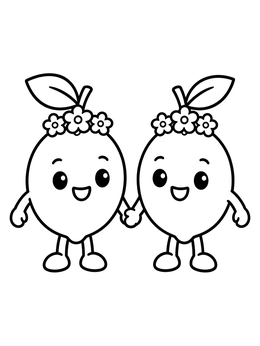 Free printable Cheerful Lemons Holding Hands coloring page