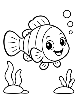 Free printable Cheerful Little Cartoon Clownfish coloring page