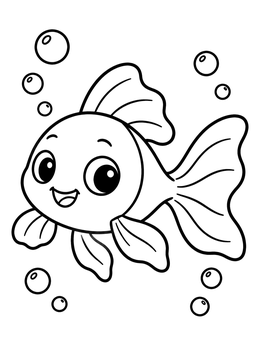 Free printable Cheerful Little Cartoon Goldfish coloring page