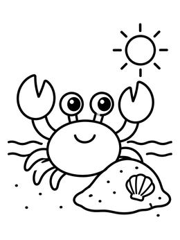 Free printable Cheerful Little Crab On The Beach coloring page