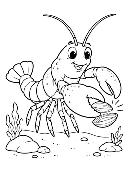 Free printable Cheerful Lobster With Clam Shell coloring page