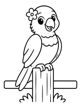Free printable Cheerful Lorikeet On A Wooden Post coloring page