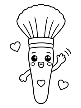 Free printable Cheerful Makeup Brush Waving Hello coloring page