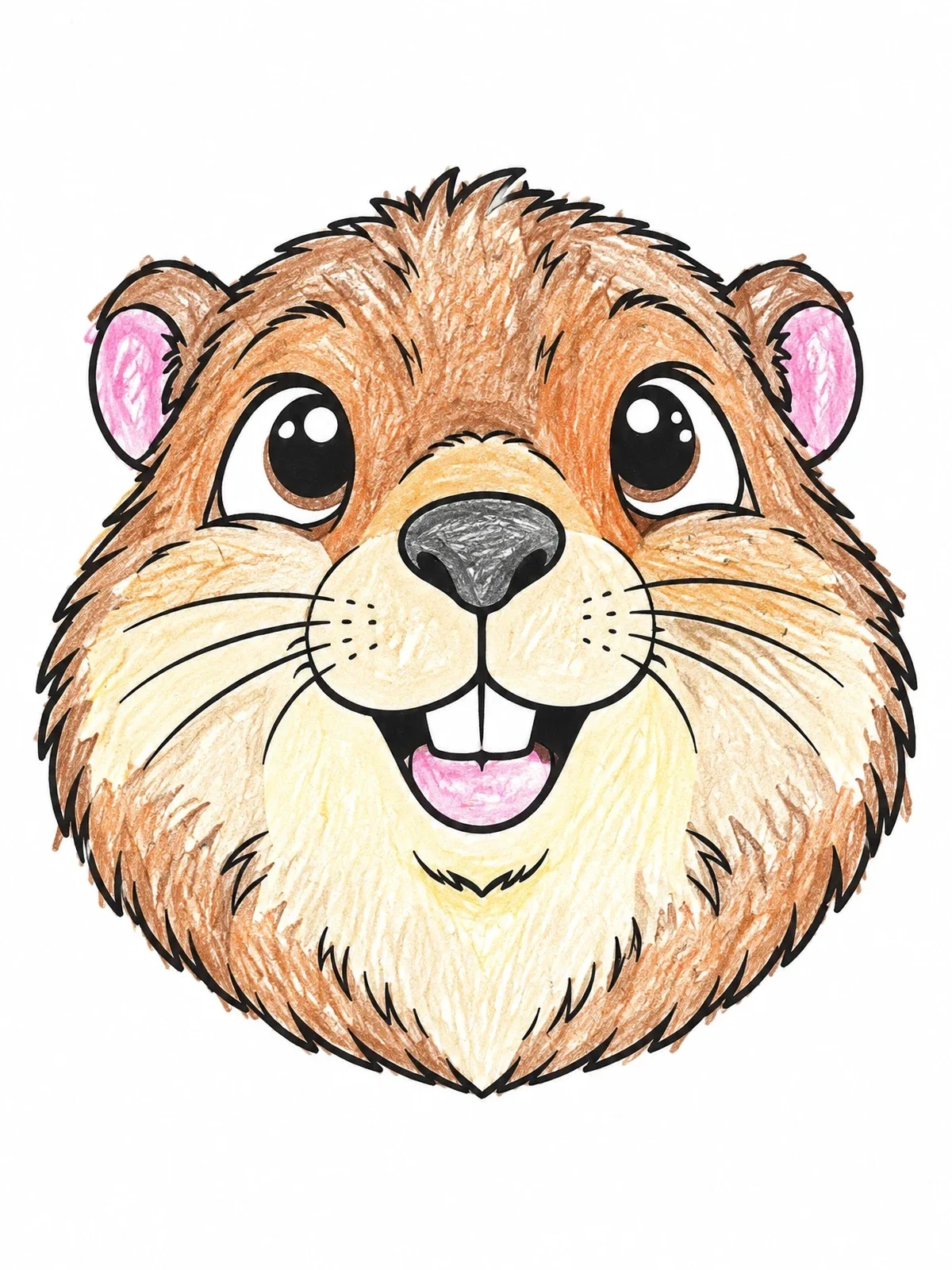 Colored example of the Cheerful Marmot Face coloring page
