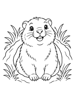 Free printable Cheerful Marmot In Burrow coloring page