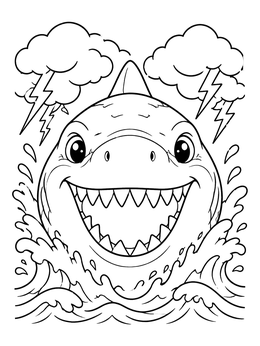Free printable Cheerful Megalodon In A Storm coloring page