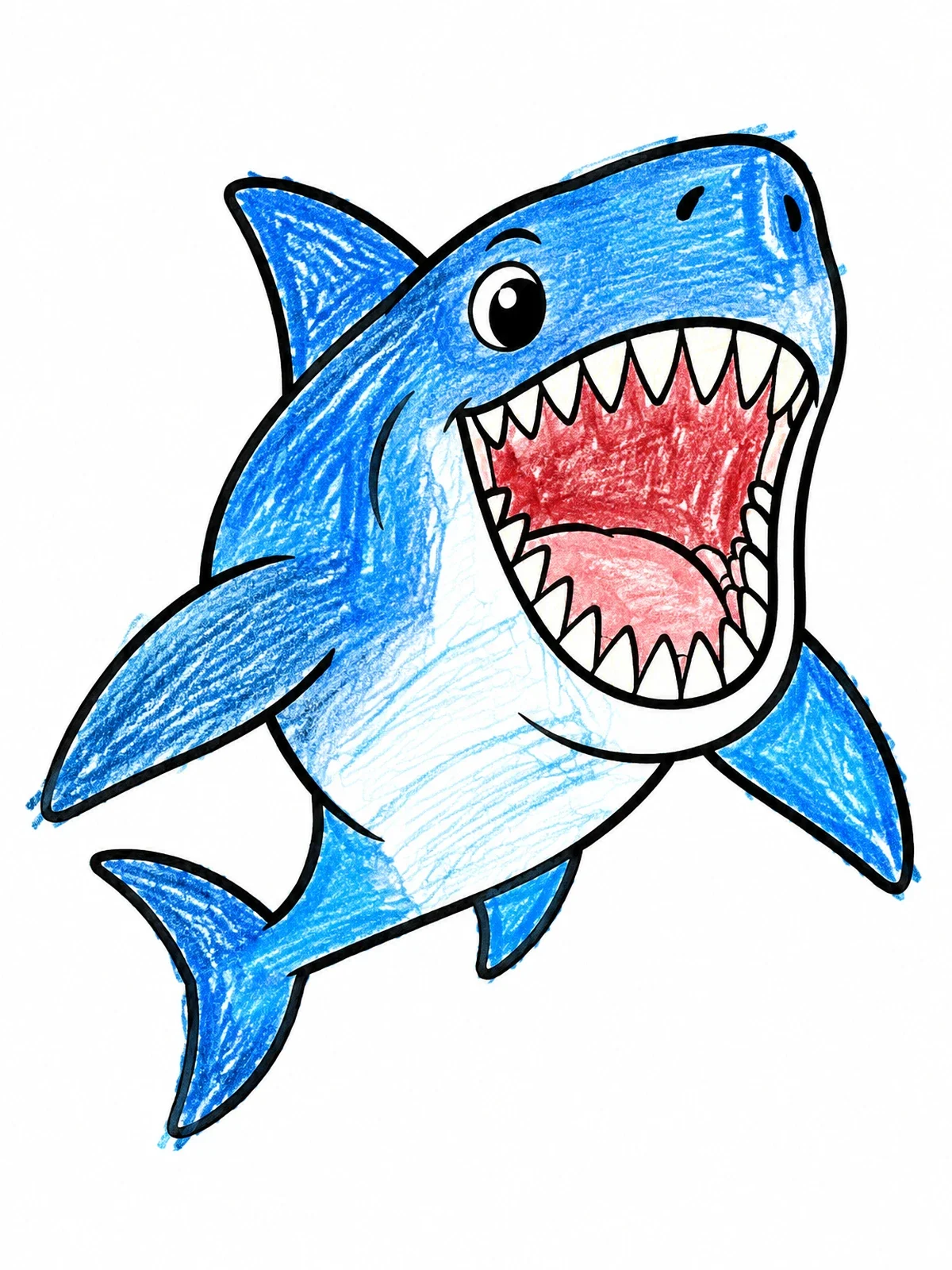 Colored example of the Cheerful Megalodon With Wide Open Mouth coloring page