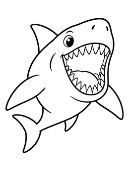 Free printable Cheerful Megalodon With Wide Open Mouth coloring page