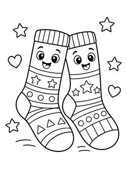 Free printable Cheerful Patterned Socks With Faces coloring page
