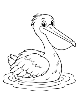 Free printable Cheerful Pelican Floating On Water coloring page