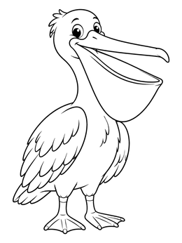 Free printable Cheerful Pelican With Wide Open Beak coloring page