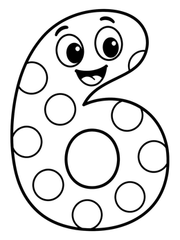 Free printable Cheerful Polka Dot Number 6 coloring page