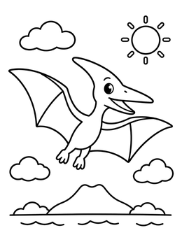 Free printable Cheerful Pterodactyl Soaring High coloring page