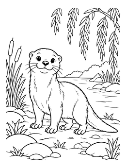 Free printable Cheerful River Otter On Riverbank coloring page