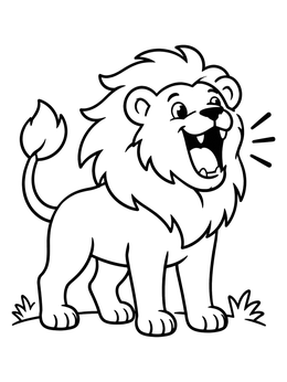 Free printable Cheerful Roaring Lion Cub coloring page