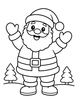 Free printable Cheerful Santa Waving In The Snow coloring page