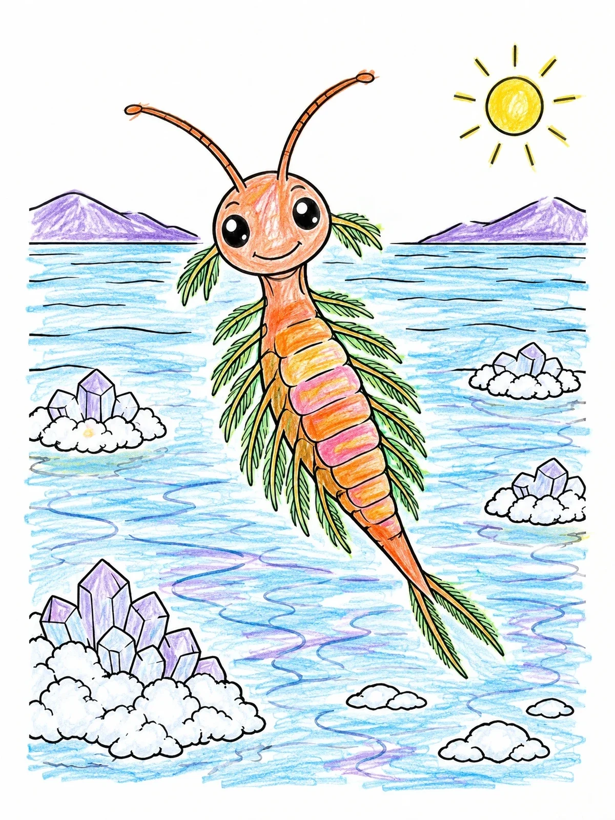 Colored example of the Cheerful Sea Monkey In Salt Lake coloring page