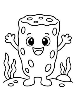 Free printable Cheerful Sea Sponge Character coloring page